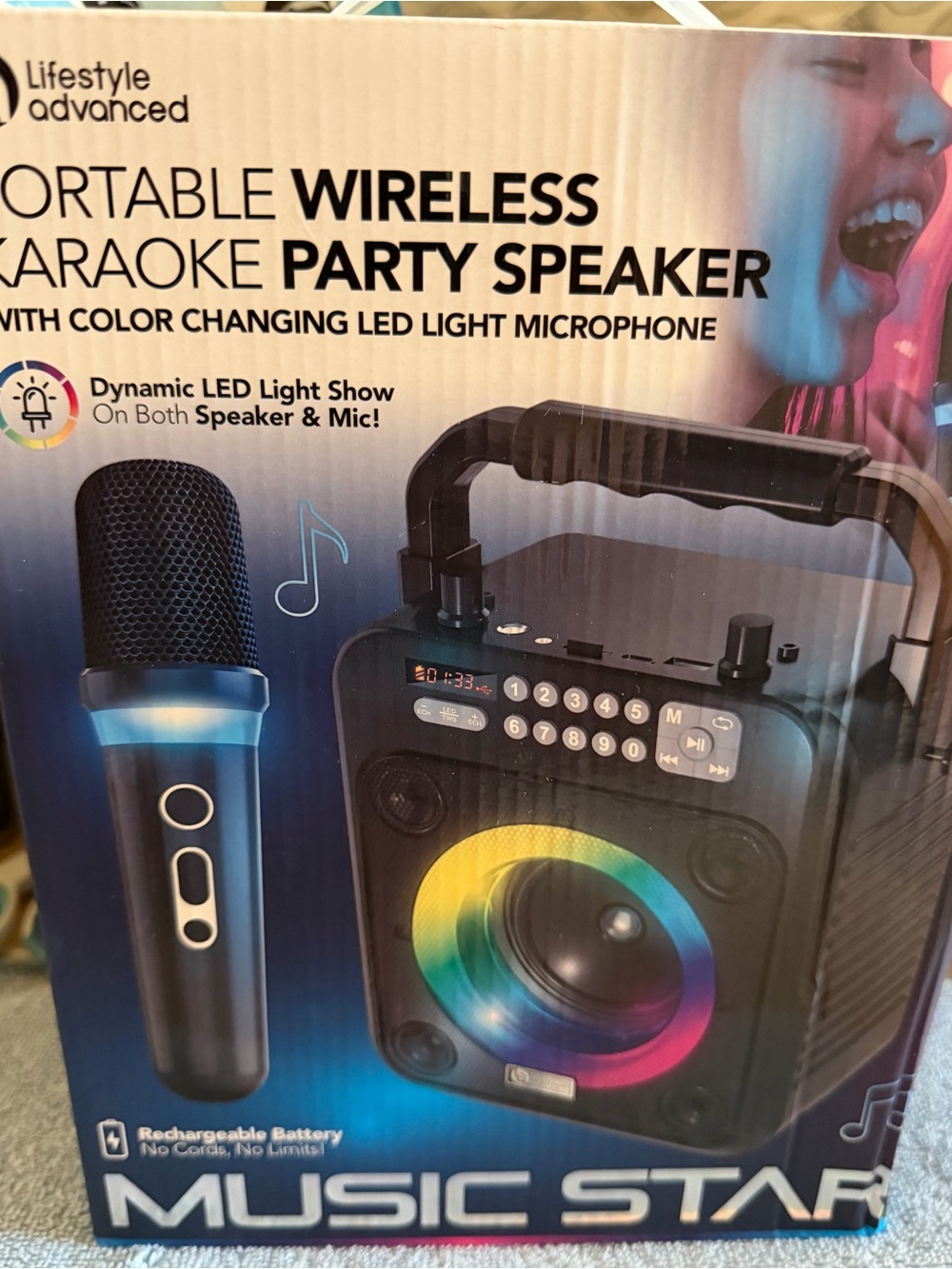 Music Star Portable Wireless Karaoke Speaker - Black